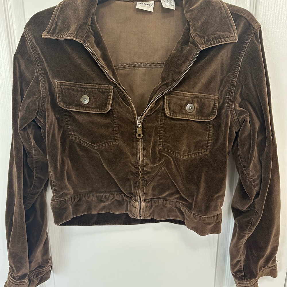 Velvet Utility Jacket in Rich Brown